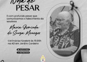 Nota de pesar pelo falecimento da irmã Maria Osminda de Souza Menezes