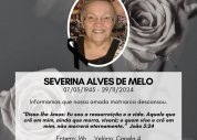 Nota de pesar pelo falecimento da missionária Severina Alves de Melo