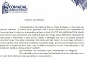 Moção de Solidariedade da IEADAL e COMADAL ao pastor José Wellington da Costa Júnior