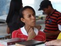 Versões antigas e raras da Bíblia Sagrada são expostas em estande na praça