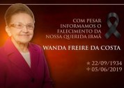 Irmã Wanda Freire Costa parte para Eternidade